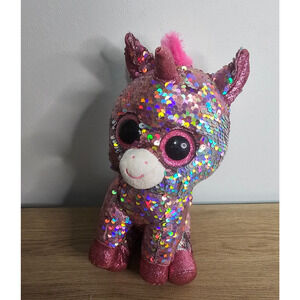 2018 TY FLIPPABLES SPARKLE Unicorn Color Changing Sequins Medium 11”